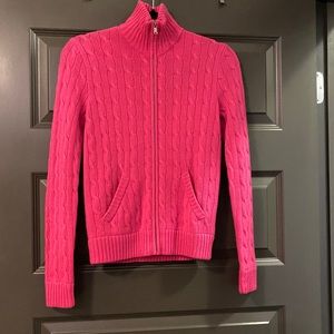Ralph Lauren Pink Zip Cable Knit Cashmere Sweater